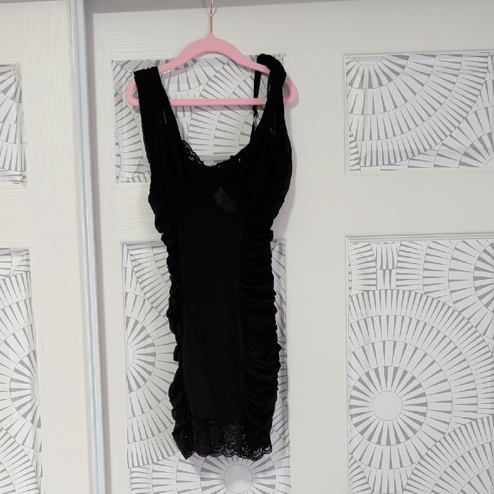 Vintage 90's Fredrick's Of Hollywood Black Sheer Ruched Nightie